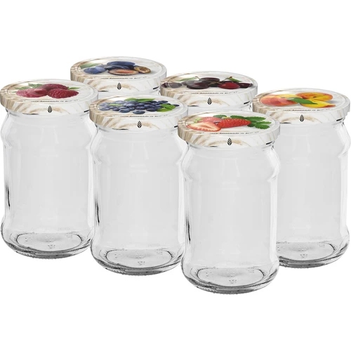 Staklenke 300 ml s obojenim poklopcem fi 66 - 6 kom.  - 1 