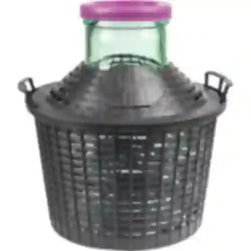 Balon za vino 10 L sa širokim grlom u plastičnoj košari