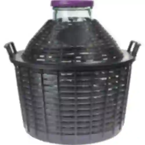 Balon za vino 25 L sa širokim grlom u plastičnoj košari