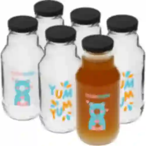 Bočica twist off 330 ml s čepom fi43 i šarenim tiskom - 6 kom.