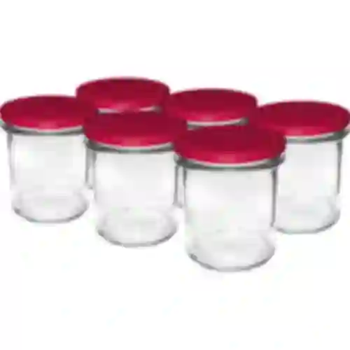 Jednostavna staklenka 350 ml (fi 82) s bordo poklopcem 6 kom.