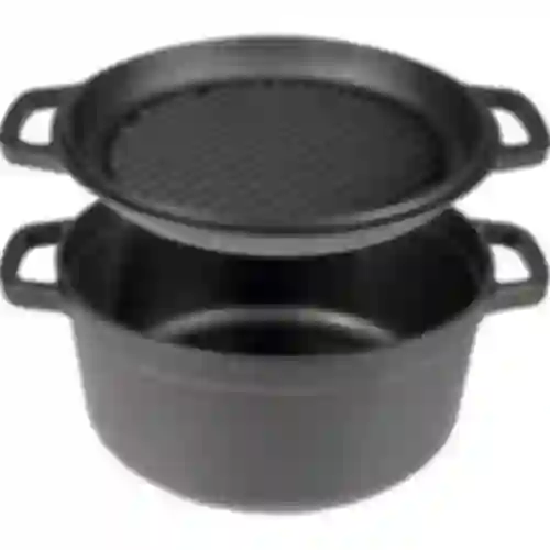 Lonac od lijevanog željeza s tavom, 5 L + 1 L