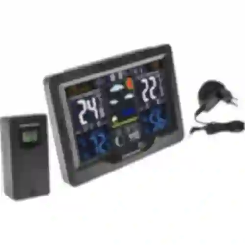 Meteorološka stanica RCC, DCF – elektronička, osvijetljena, bežična, senzor, crna