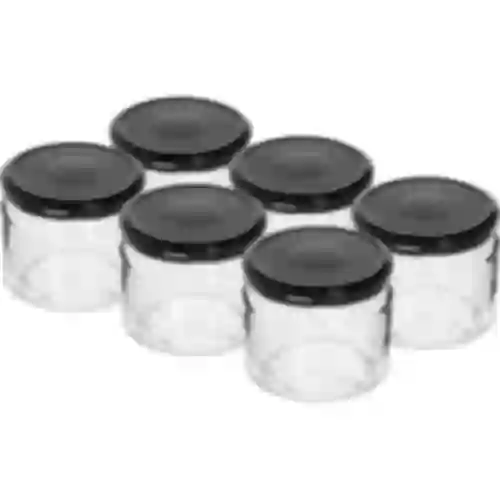 Niska staklenka 330ml - s crnim poklopcem fi 82/6, 6 kom.