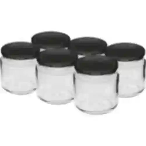Staklenka 212ml fi66/4 s crnim poklopcem 6 kom.