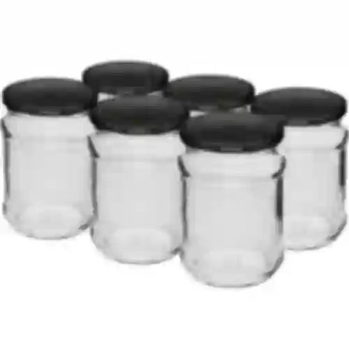 Staklenka 250 ml fi 66/4 crni poklopac - 6 kom.