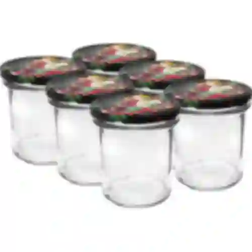 Staklenka 350 ml s obojenim poklopcem - 6 kom.