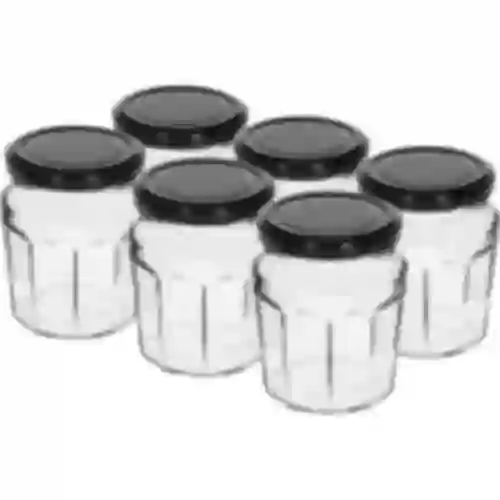 Staklenka Konfitura 230ml s crnim poklopcem fi63/4 - 6 kom