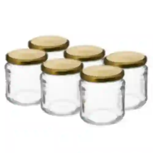 Staklenka TO 500 ml s zlatnim poklopcem fi82/6 - 6 kom.