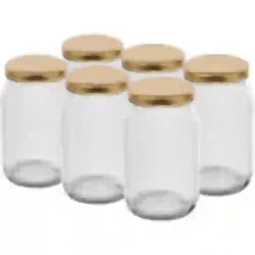 Staklenka TO 900 ml s zlatnim poklopcem fi 82/6 - 6 kom.