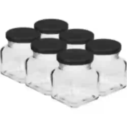 Staklenka twist off 120ml - Četiri kuta fi 53 s crnim poklopcem, 6 kom