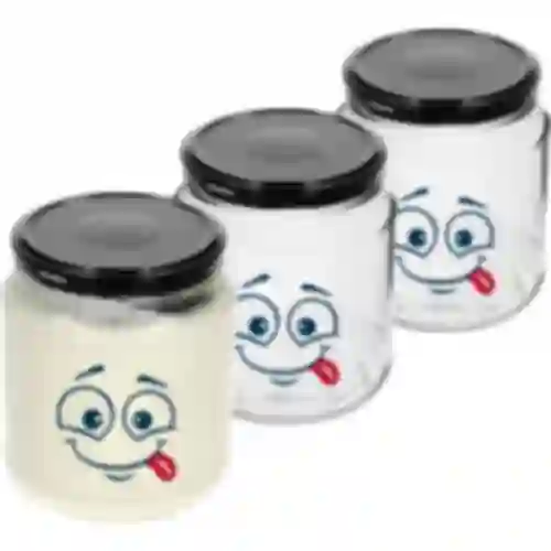 Staklenka twist-off 580ml s tiskom Smiley i poklopcem fi 82/6 - 3 kom.