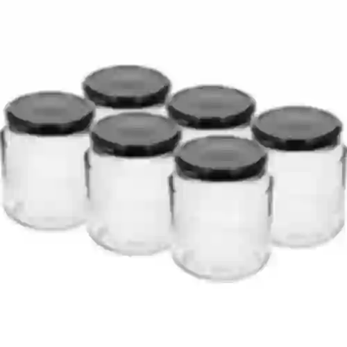 Staklenka twist-off, debeljko 580ml s crnim poklopcem fi 82/6, 6 kom.