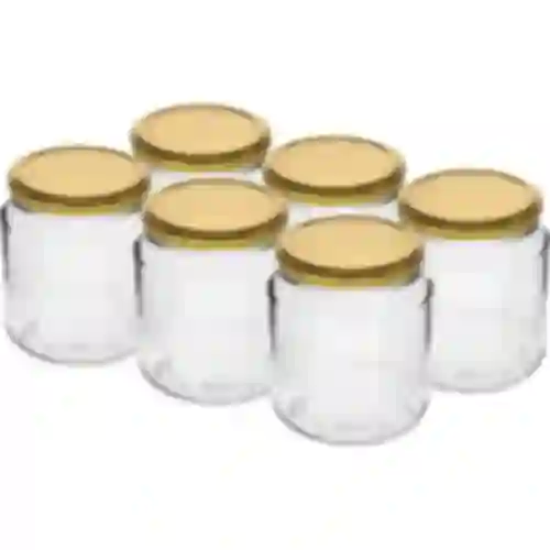 Staklenka twist-off, debeljko 580ml sa zlatnim poklopcem fi82/6, 6 kom.