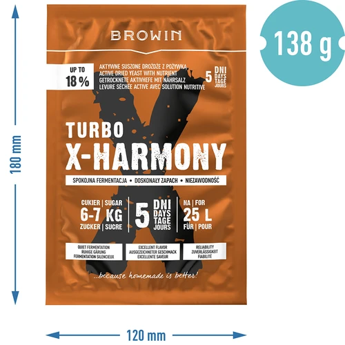 Turbo kvasac X-Harmony 18%, 25 L, 138 g - 6