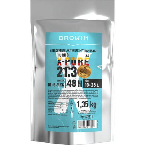 Turbo kvasac X-Pure 21,3 %, 10x25L - 1,35kg  - 1 