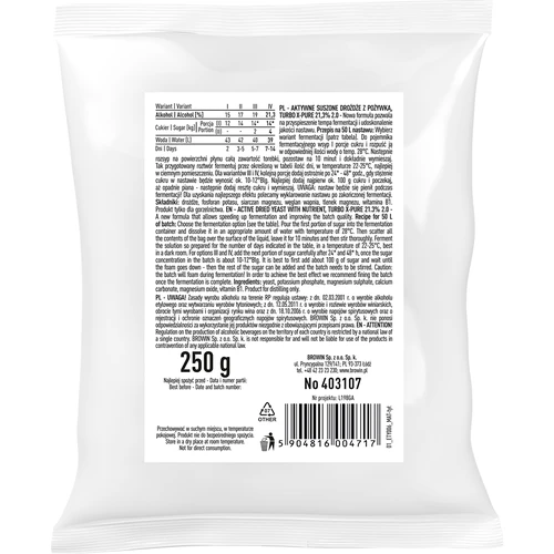Turbo kvasac X-Pure 21,3%, 50 L - 2