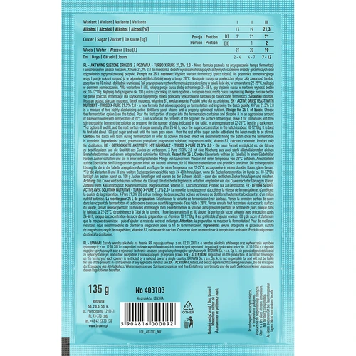 Turbo kvasci X-Pure 21,3% 48h, 25 L - 2