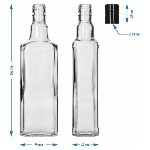 Ukrasna boca TYNKTURA 0,5 L, s dugim crnim navojnim čepom fi 28 mm, 1 kom. - 5
