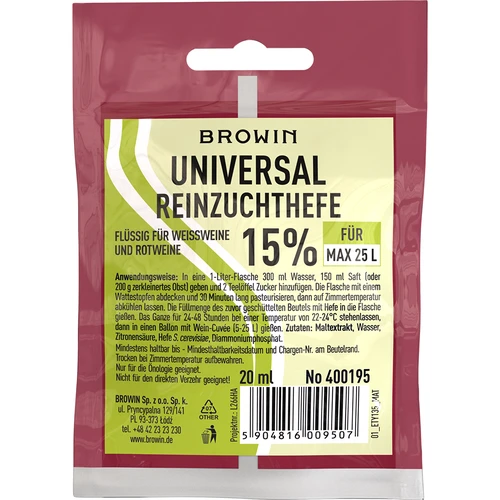 Univerzalni vinski kvasci, 20 ml DE/EN  - 1 