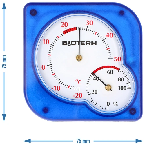Unutarnji bimetalni termometar s higrometrom (-20 do +50°C), plavi - 4