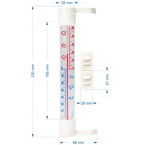 Vanjski termometar s prozirnom skalom (-70°C do +50°C) 23cm mix - 2