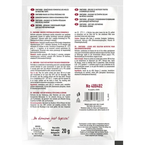 ViniTurbo - kvasac za brzu fermentaciju, 20 g - 2