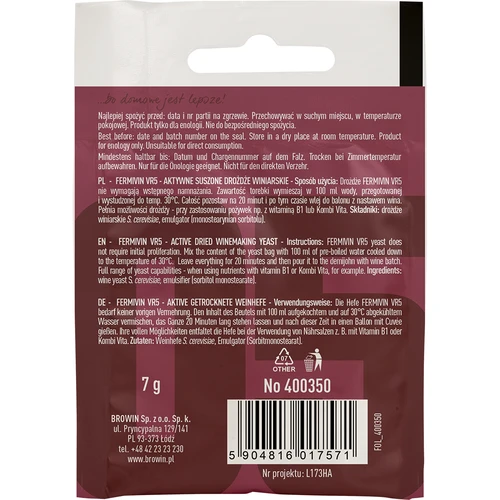 Vinski kvasac Fermivin VR5, 7 g - 2