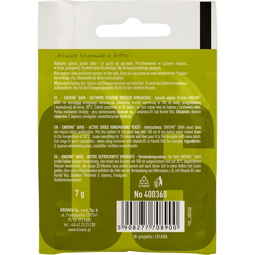 Vinski kvasci Enovini® BAYA, 7 g - 2