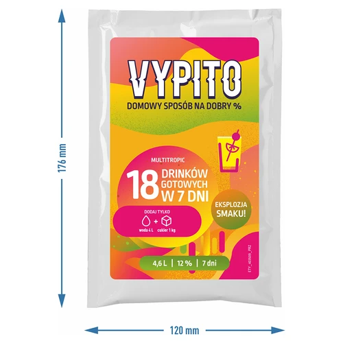 VYPITO 12%, vrećica za 18 koktela – Multitropic, 126 g - 4