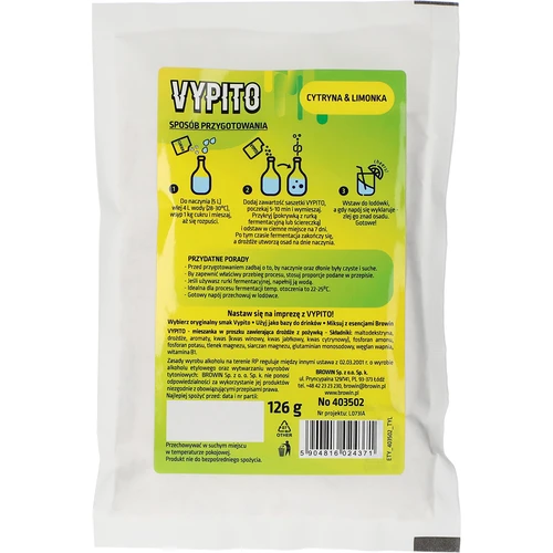 VYPITO 12%, vrećica za 18 pića - Limun & limeta, 126 g - 2