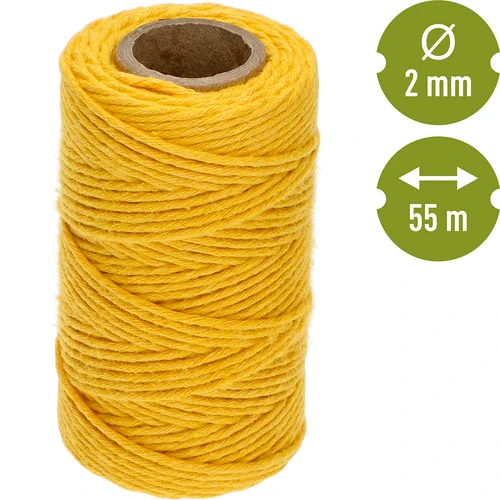 Žuta pamučna špaga 2 mm/55 m/100 g - 4